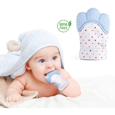 Picture of 1pcs Baby Teether Gloves Teething Mitten Baby Molar Anti-biting Tool Silicon Gloves (Multicolor)