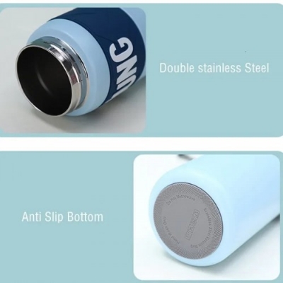 Picture of 650ml Fashion Stainless Steel Sport Thermal Flask With Straw Leak-Proof Thermal Bottle With Handle Tumbler