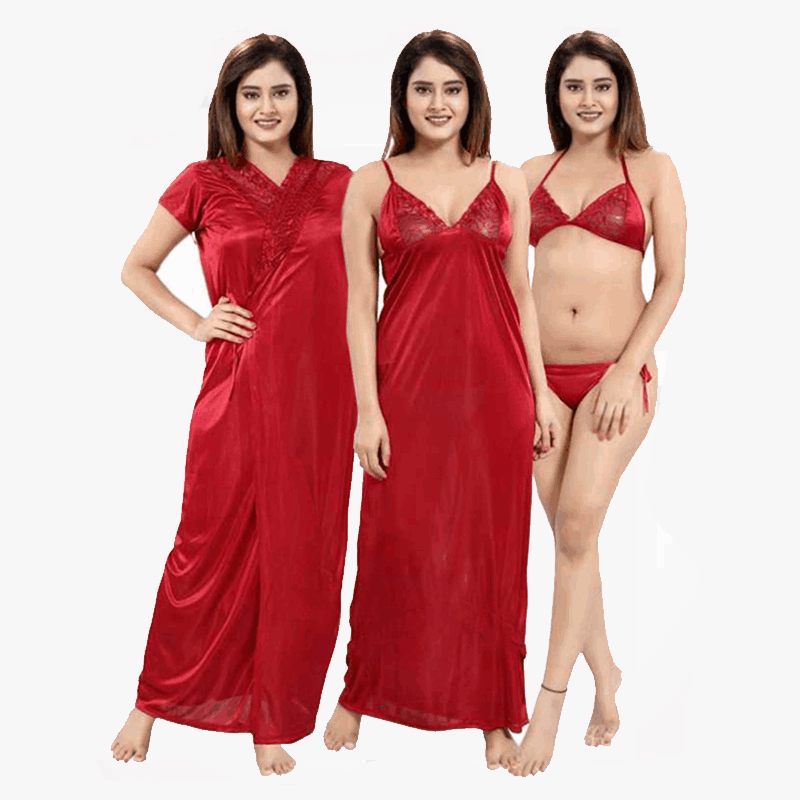 Picture of 4 part sexy nighty Maroon

