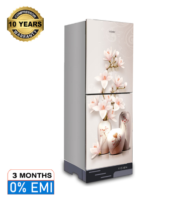 Buy VISION Glass Door Refrigerator RE-142 Liter Vase W Magnolia Flower Top Mount at Best Price in Bangladesh