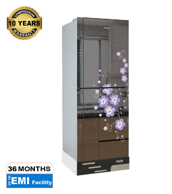 Buy VISION Glass Door Refrigerator RE-216 Liter Mirror Blue Peony Bottom Mount at Best Price in Bangladesh