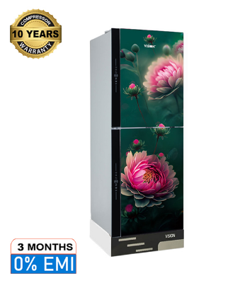 Buy VISION Glass Door Refrigerator RE-305 Liter Pink Daisy Top Mount at Best Price in Bangladesh