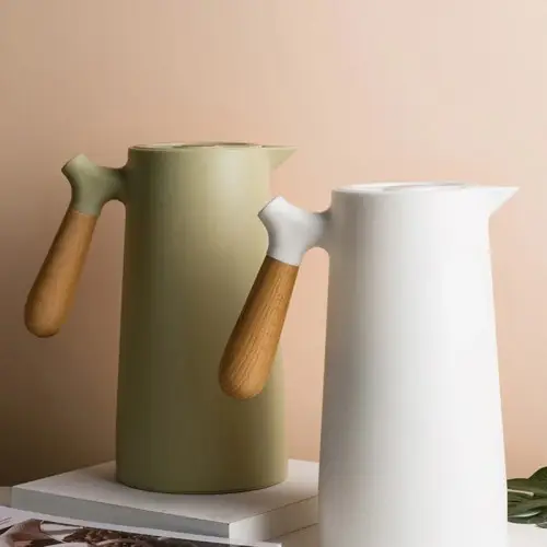Picture of wood handle thermos Vacuum Flask Jug
