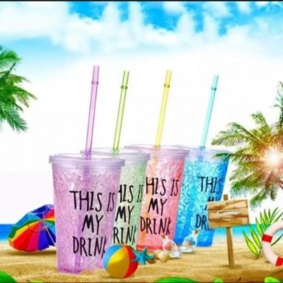 Picture of 0.5L Plastic Cool Glass Shaped Sipper Bottle