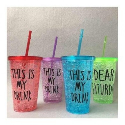 Picture of 0.5L Plastic Cool Glass Shaped Sipper Bottle