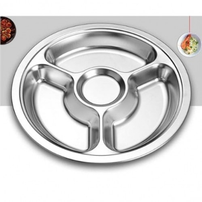 Picture of Stainless Steel Sectioned Food Serving Tray for School Canteen & Kitchen