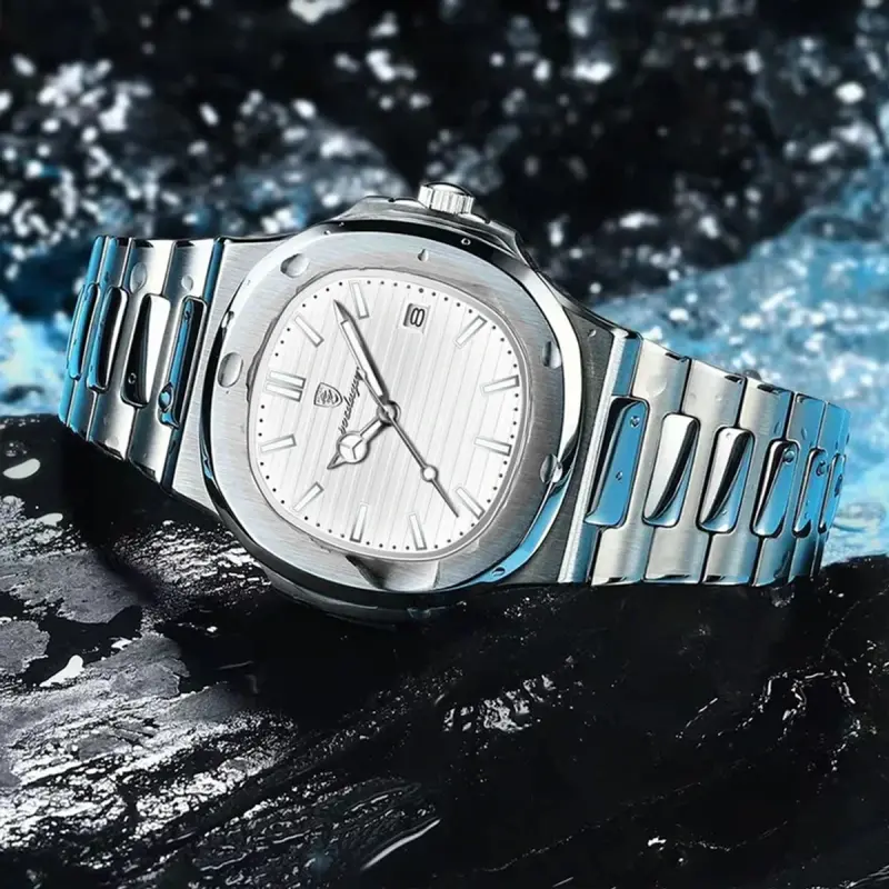 Picture of Poedagar 613 Luxury Stainless Steel Strap Watch (White Dial)