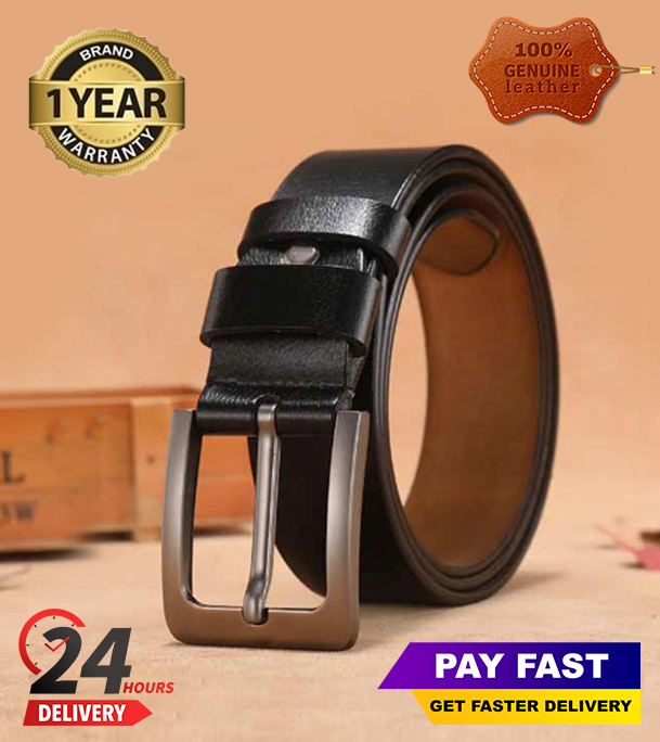 Picture of Genuine Leather Belt Black Color With Square Style Genuine Leather