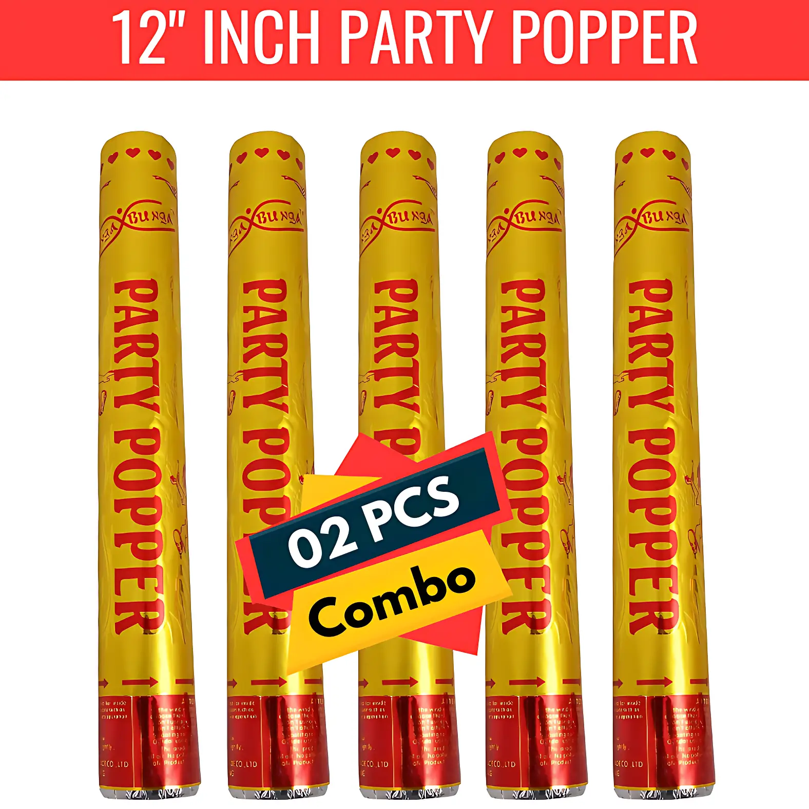 Air Sparkle/Sparkle Shooter/Party Popper/Party Bombs For Anniversary, Birthday, Baby Shower, Valentine Day And New Year Party- 12" Inch (Pack of 2 Pcs)