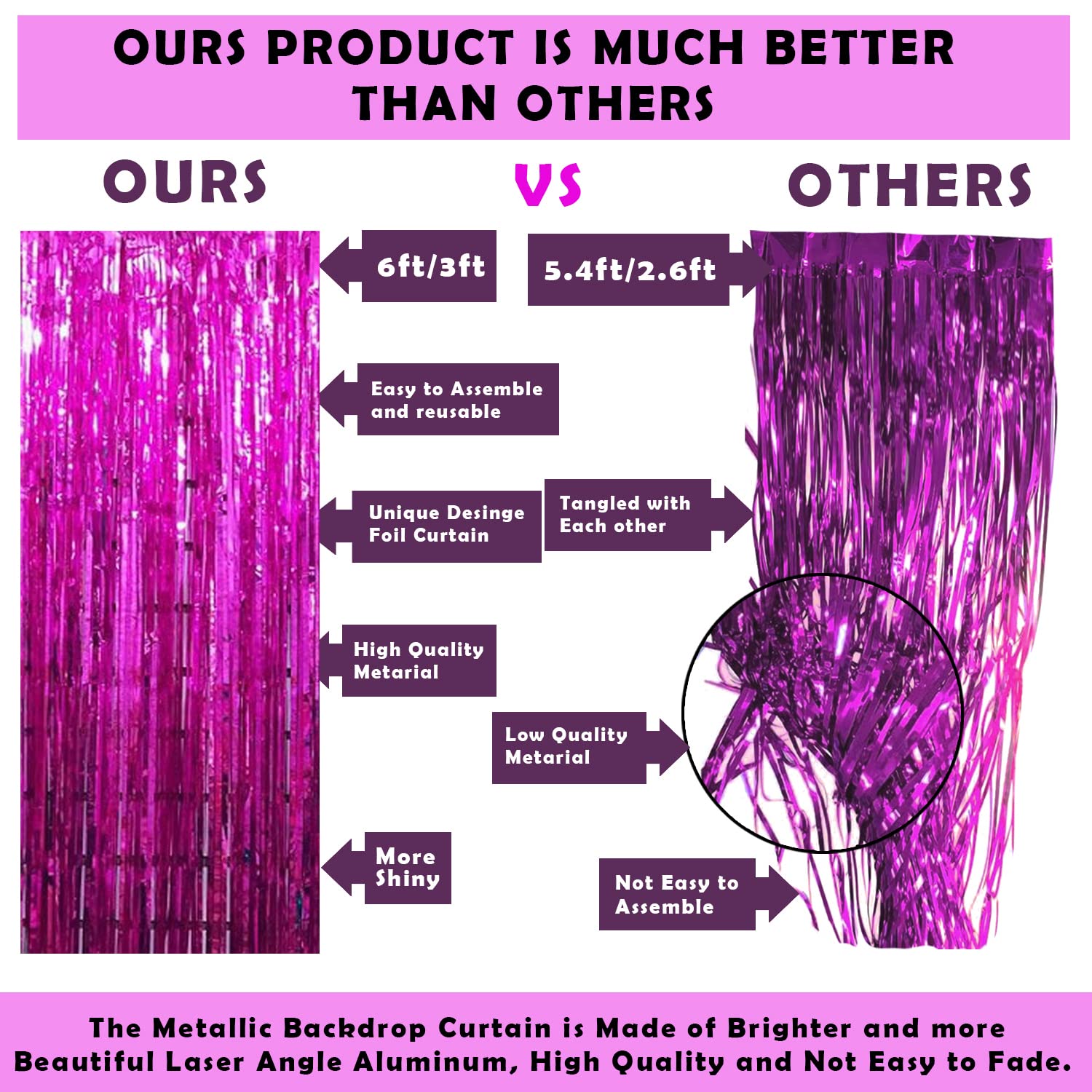 Birthday Decorations Pink Combo Set - Pink & Golden Metallic Balloons, Birthday Banner, Foil Curtain, Glue Dot Roll- (Pack of 34 Pcs)