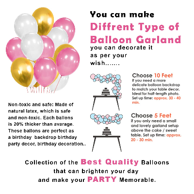 Birthday Decorations Pink Combo Set - Pink, White, and Golden Metallic Balloons, Birthday Banner & Foil Curtain- (Pack of 35 Pcs)