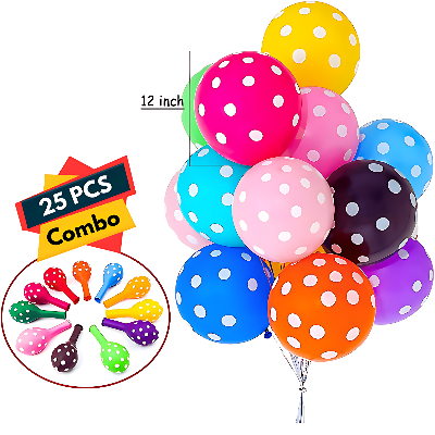 Picture of Multicolor Polka Dot Party Balloons - A Festive Touch for Anniversary, Birthday, Baby Shower, Valentine's Day, New Year, Home, Showroom, and Events Decoration- (Pack of 25 Pcs)