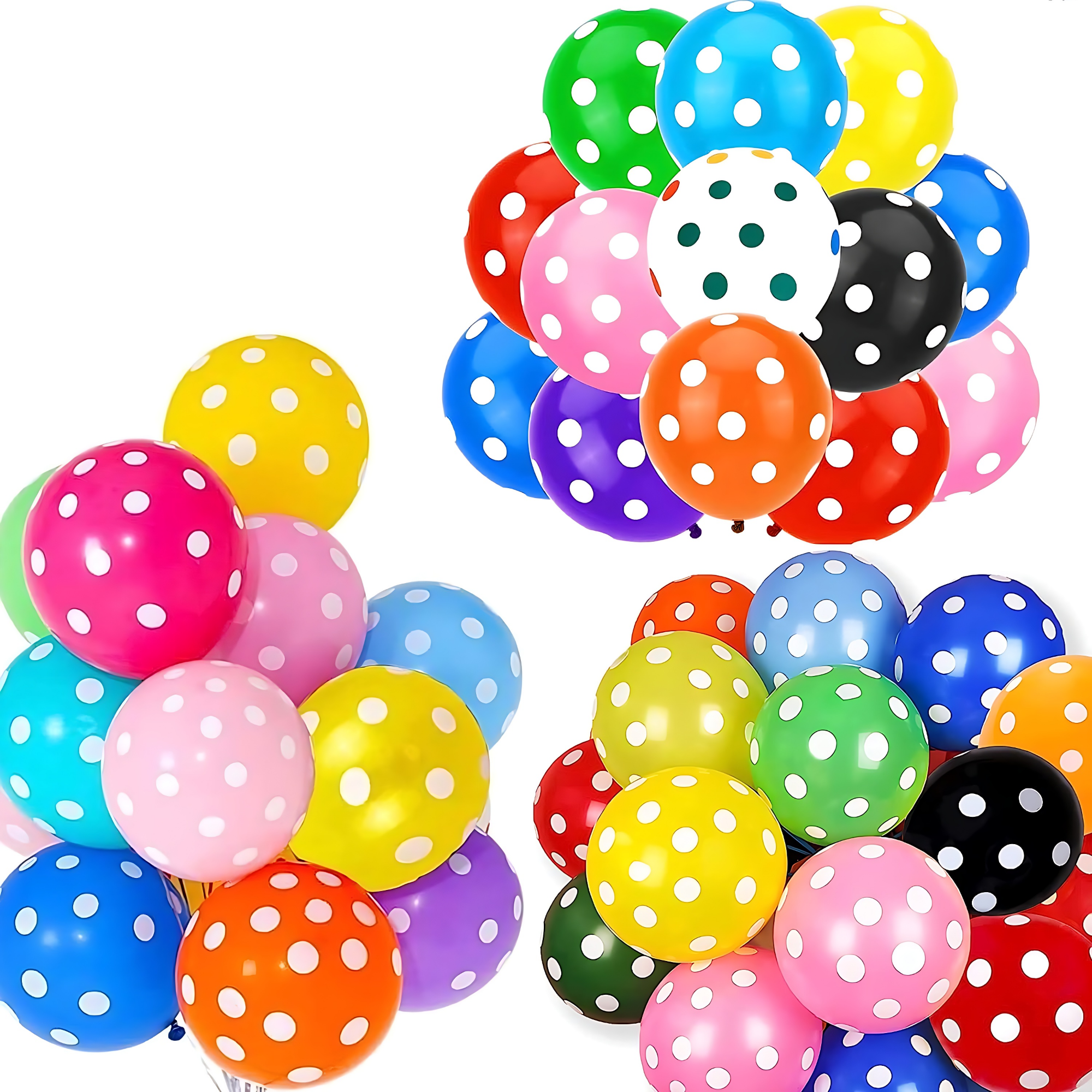 Picture of Multicolor Polka Dot Party Balloons - A Festive Touch for Anniversary, Birthday, Baby Shower, Valentine's Day, New Year, Home, Showroom, and Events Decoration- (Pack of 25 Pcs)