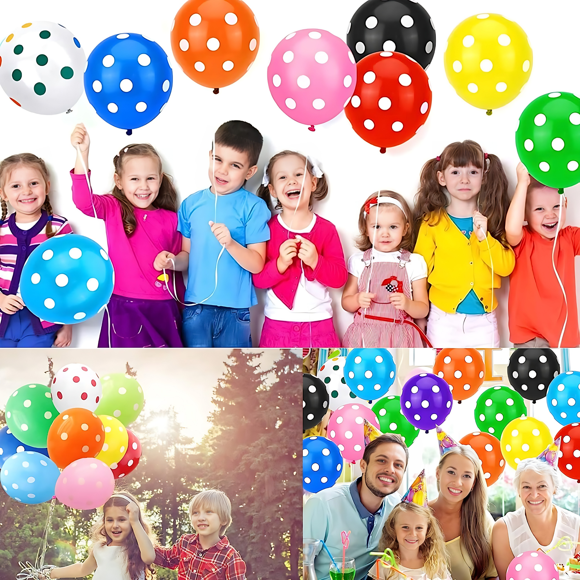 Picture of Multicolor Polka Dot Party Balloons - A Festive Touch for Anniversary, Birthday, Baby Shower, Valentine's Day, New Year, Home, Showroom, and Events Decoration- (Pack of 25 Pcs)
