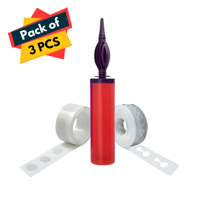 Manual Hand Pump, Glue Dot Tape, and Balloons Arch Strip Decorating Kit - Perfect for Every Occasion (Pack of 3 Pcs)