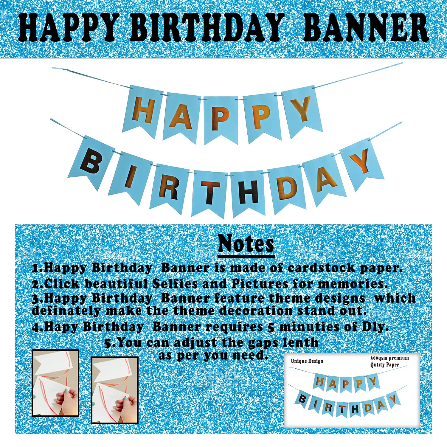 Birthday Combo: Foil Curtain, Card Banner, Metallic Balloons & Golden Confetti Balloons - Full Package (43 Pcs)