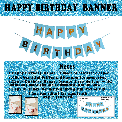 Birthday Combo: Foil Curtain, Card Banner, Metallic Balloons & Golden Confetti Balloons - Full Package (43 Pcs)