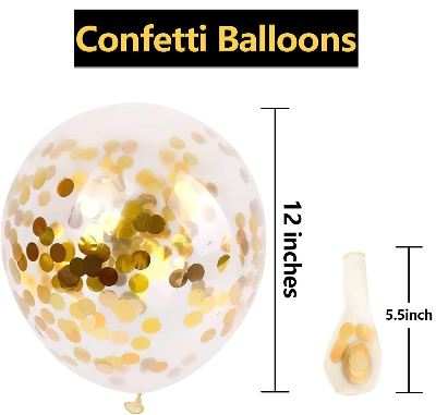 Birthday Combo: Foil Curtain, Card Banner, Metallic Balloons & Golden Confetti Balloons - Full Package (43 Pcs)