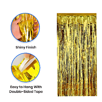 Birthday Décor Set: Card Banner, Backdrop Curtains, Metallic Balloons, Pumper, Deco Kit - All-In-One Celebration Pack (63 Pcs)