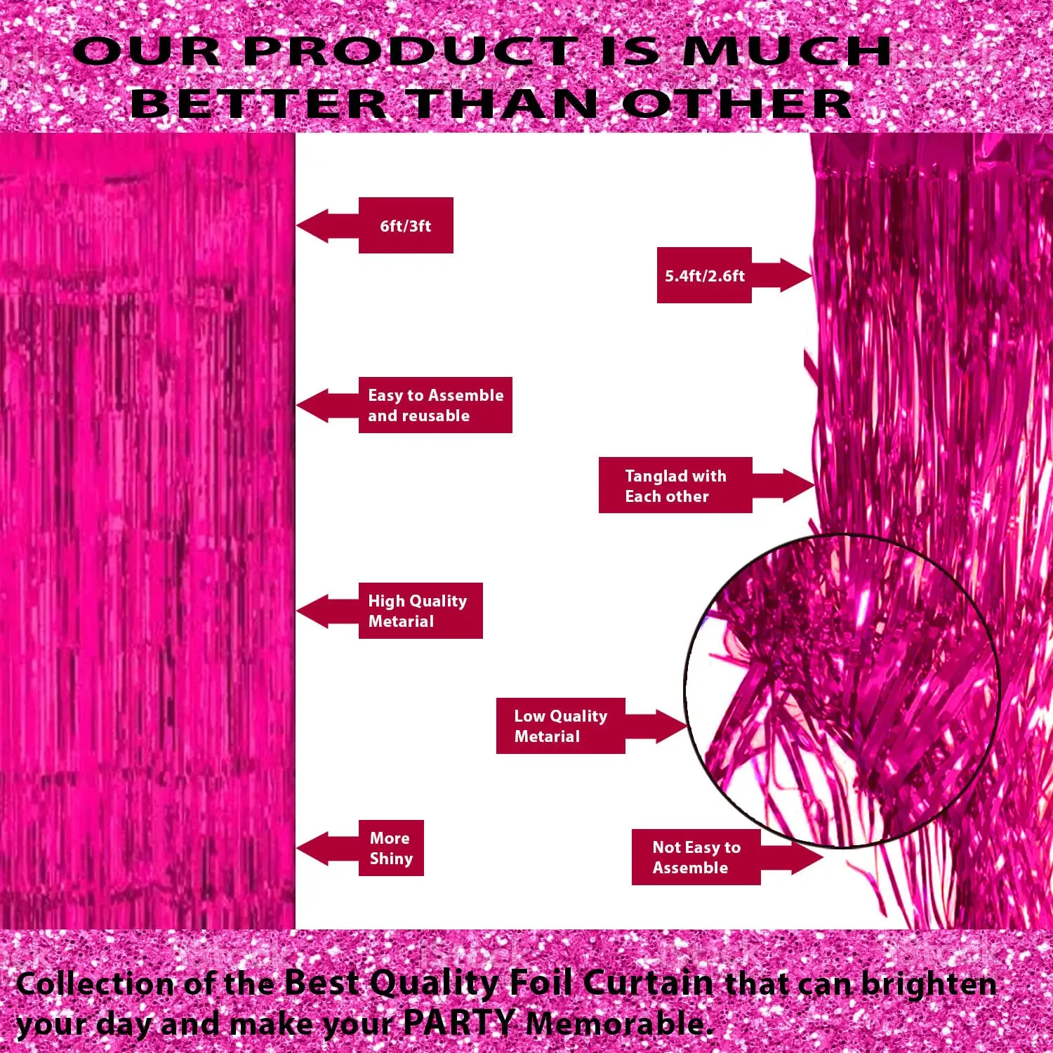 Birthday Party Elegance in Gold & Pink: Foil Banner, Curtains, Metallic Balloons, Star Foil - Complete Birthday Decor (50 Pcs)