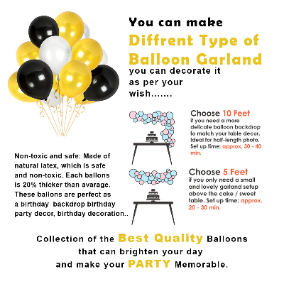 Glamour Birthday Package: Black Paper Banner, Silver Foil Curtains, Metallic Balloons - Party Decor Full Package (50 Pcs)