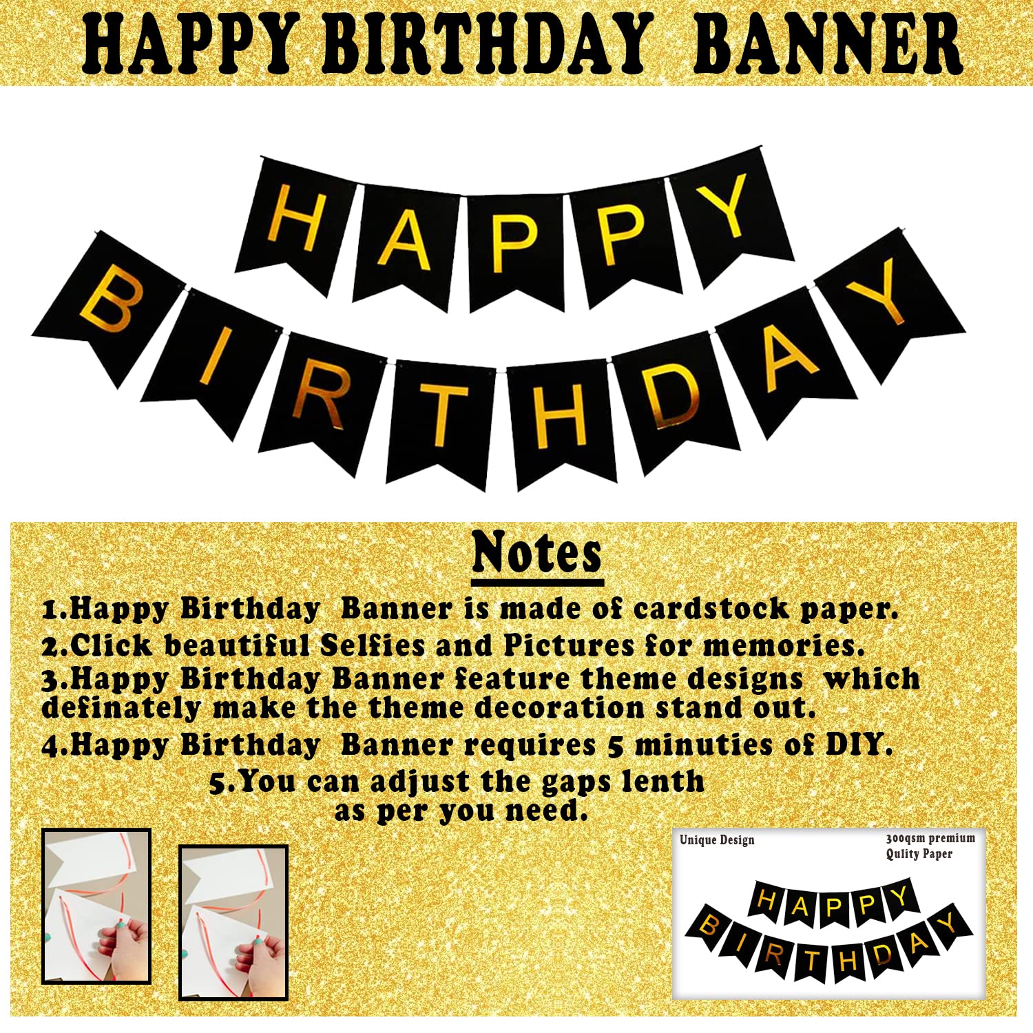 Glamour Birthday Package: Black Paper Banner, Silver Foil Curtains, Metallic Balloons - Party Decor Full Package (50 Pcs)