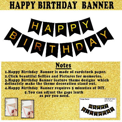 Glamour Birthday Package: Black Paper Banner, Silver Foil Curtains, Metallic Balloons - Party Decor Full Package (50 Pcs)