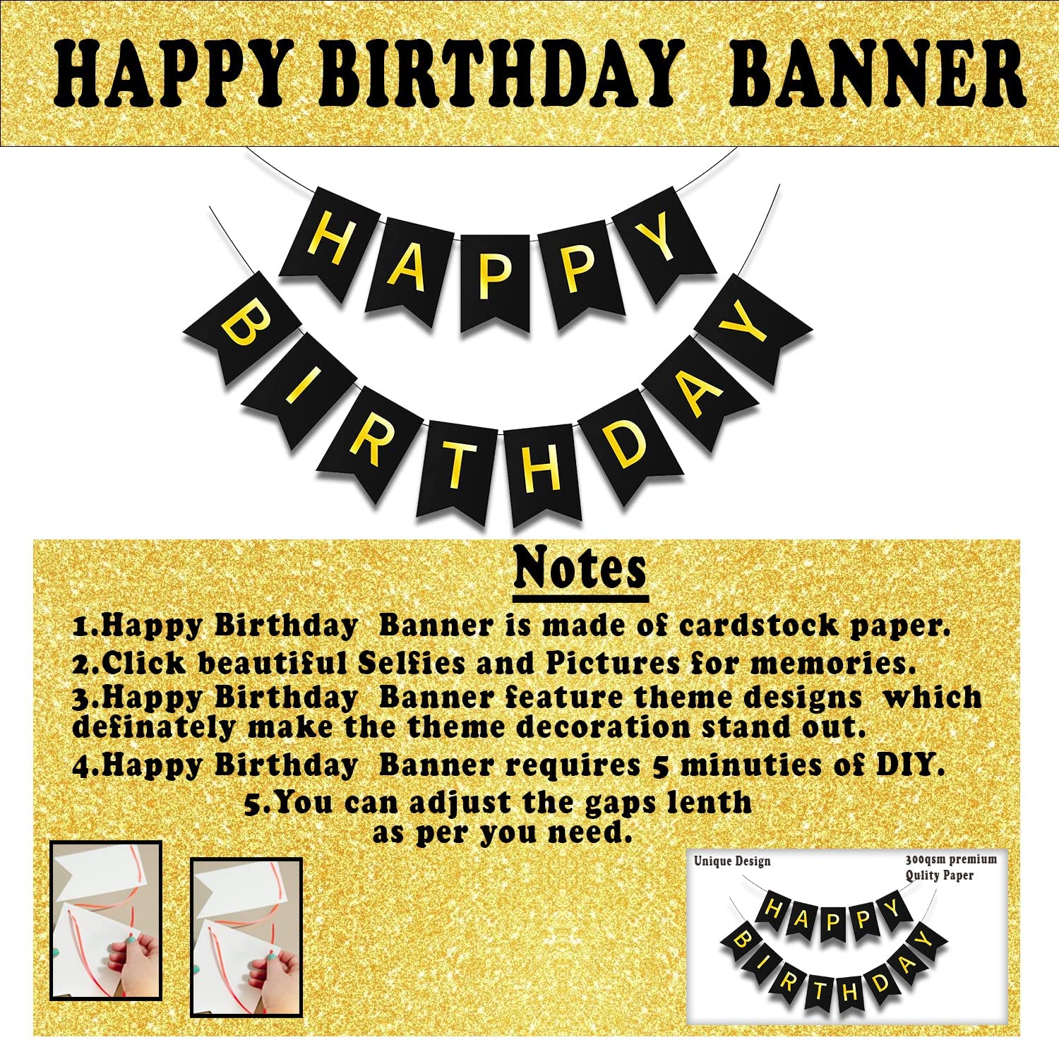 Celebrate Birthday Love: Card Banner, Backdrop Curtains, Metallic Balloons, Golden Confetti - Birthday Combo (60 Pcs)