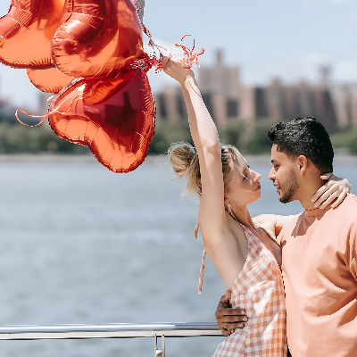 Heartwarming Balloon Bundle: Red Heart Shape Foil Balloons & Ribbon for Parties, Events, and Valentine's Day (Pack of 6 Pcs)