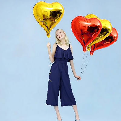 Radiant Love Balloons: Golden & Red Heart Shape Foil Balloons with Ribbon - Perfect for Parties and Valentine's Day (Pack of 6 Pcs)