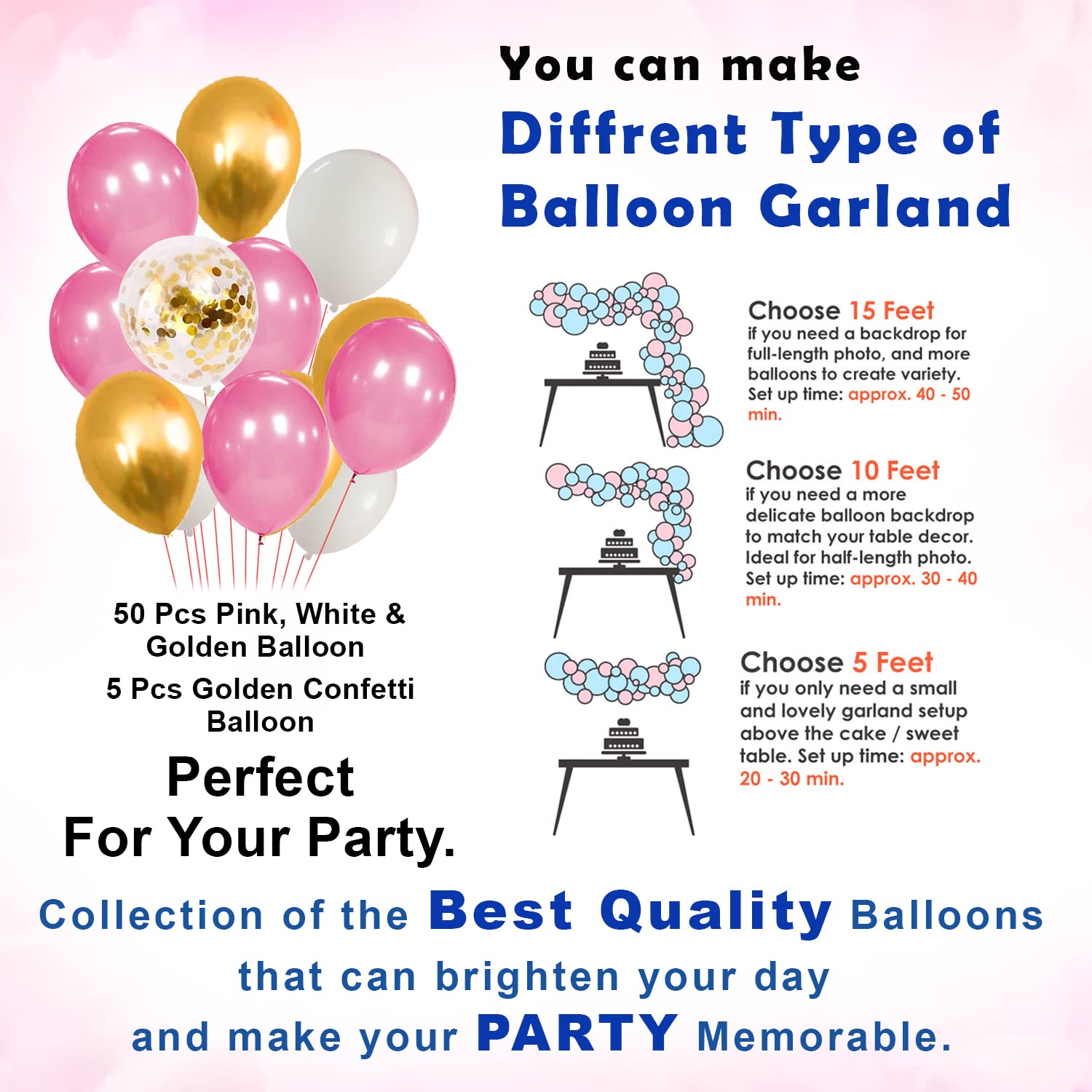 Pink Birthday Decor Combo Pack for Girls & Women - Card Banner, Backdrop Curtains, Metallic Balloons, Balloons Pumper, and More (63 Pcs)
