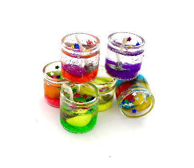 Multicolor Glass Gel Candles: Enhance Home Decor, Birthdays, Anniversaries, and Party Ambiance with Vibrant Colors- (Pack of 06 Pcs)