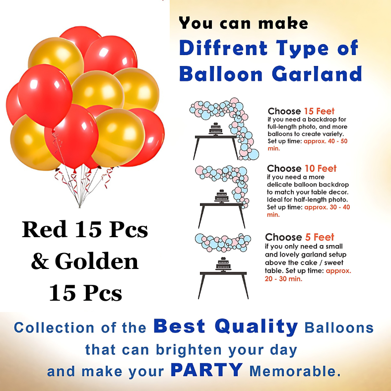 Festive Red Birthday Party Pack: Red Banners, Golden Foil Curtains, Red & Gold Metallic Balloon Decor - Complete Set (33 Pcs)