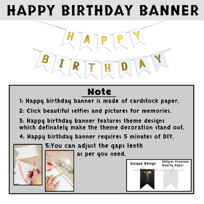 Classic White & Gold Birthday Celebration: White Banners, Golden Foil Curtains, Golden & White Metallic Balloon Decor - Full Set (33 Pcs)