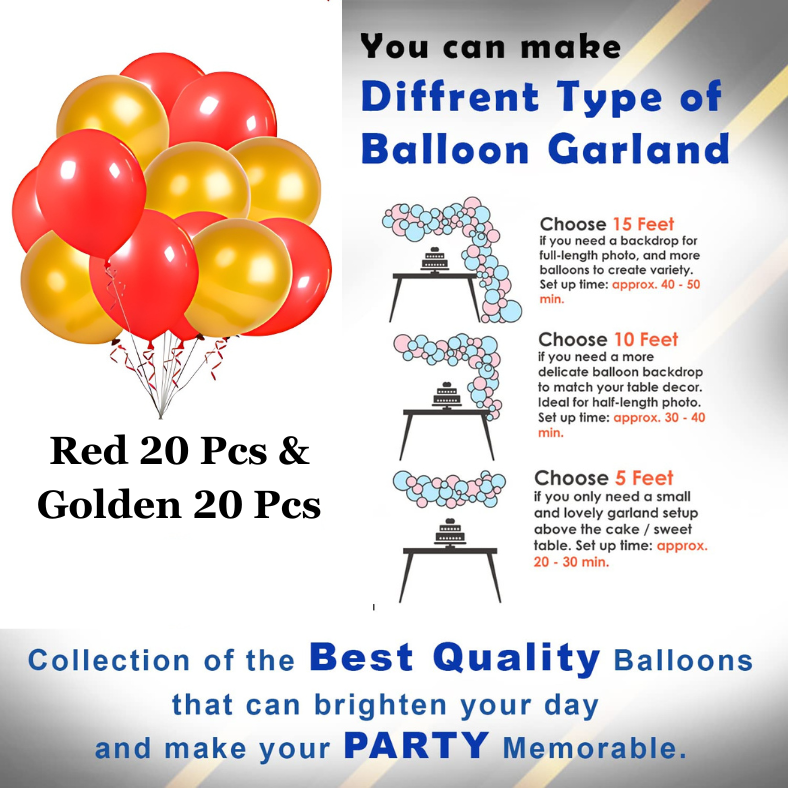 Birthday Red Theme Bundle: Red Banners, Silver Foil Curtains, Golden & Red Metallic Balloons - Complete Set (43 Pcs)