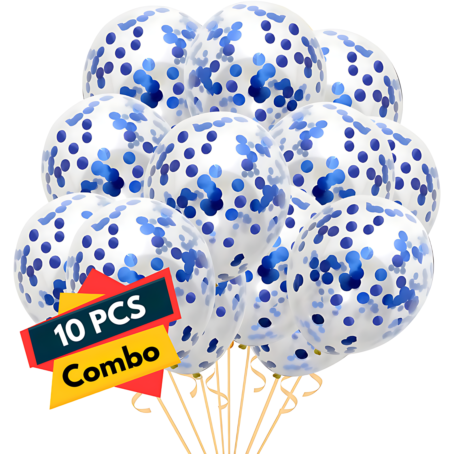 Transparent Blue Confetti Balloons: Ideal for Anniversary, Birthday, Baby Shower, Valentine's Day, Home, Restaurant, Showroom Decor - (Pack of 10 Pcs)