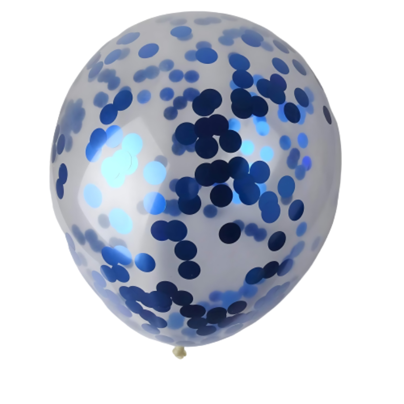 Transparent Blue Confetti Balloons: Ideal for Anniversary, Birthday, Baby Shower, Valentine's Day, Home, Restaurant, Showroom Decor - (Pack of 10 Pcs)