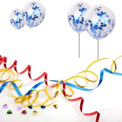 Transparent Blue Confetti Balloons: Ideal for Anniversary, Birthday, Baby Shower, Valentine's Day, Home, Restaurant, Showroom Decor - (Pack of 10 Pcs)