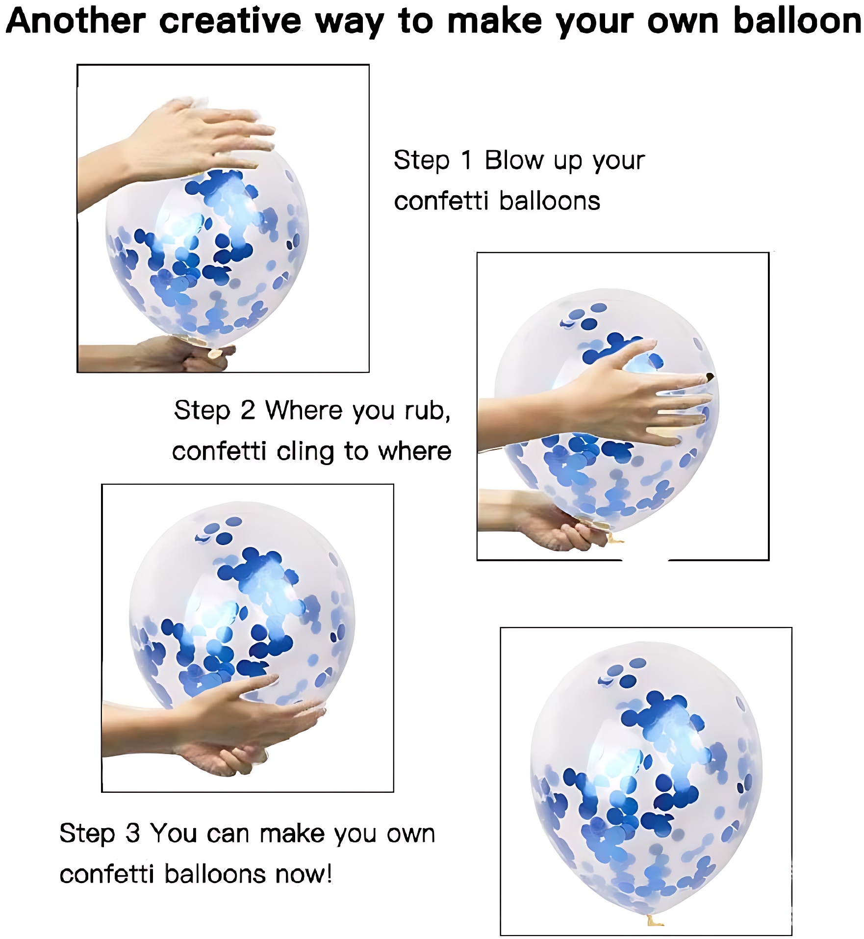 Transparent Blue Confetti Balloons: Ideal for Anniversary, Birthday, Baby Shower, Valentine's Day, Home, Restaurant, Showroom Decor - (Pack of 10 Pcs)