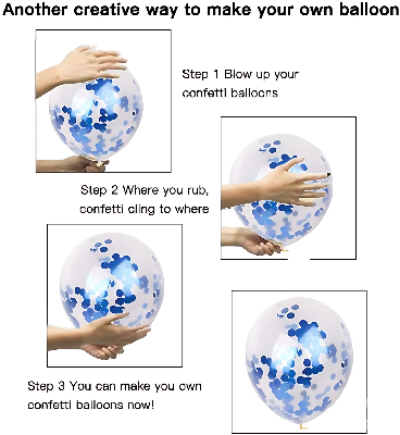 Transparent Blue Confetti Balloons: Ideal for Anniversary, Birthday, Baby Shower, Valentine's Day, Home, Restaurant, Showroom Decor - (Pack of 10 Pcs)