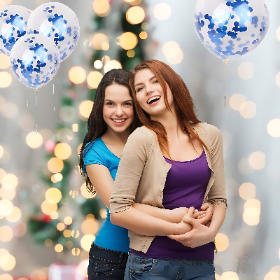 Transparent Blue Confetti Balloons: Ideal for Anniversary, Birthday, Baby Shower, Valentine's Day, Home, Restaurant, Showroom Decor - (Pack of 10 Pcs)