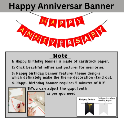 Golden & Red Anniversary Decor Pack: Banners, Silver Foil Curtains, Metallic Balloons - Perfect for Celebrating Love - (Pack of 43 Pcs)