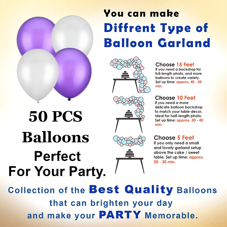 purple-birthday-pack-foil-banners-silver-curtains-metallic-balloons-confetti-balloons-glue-dot-tape-arch-complete-party-package-pack-of-60-pcs