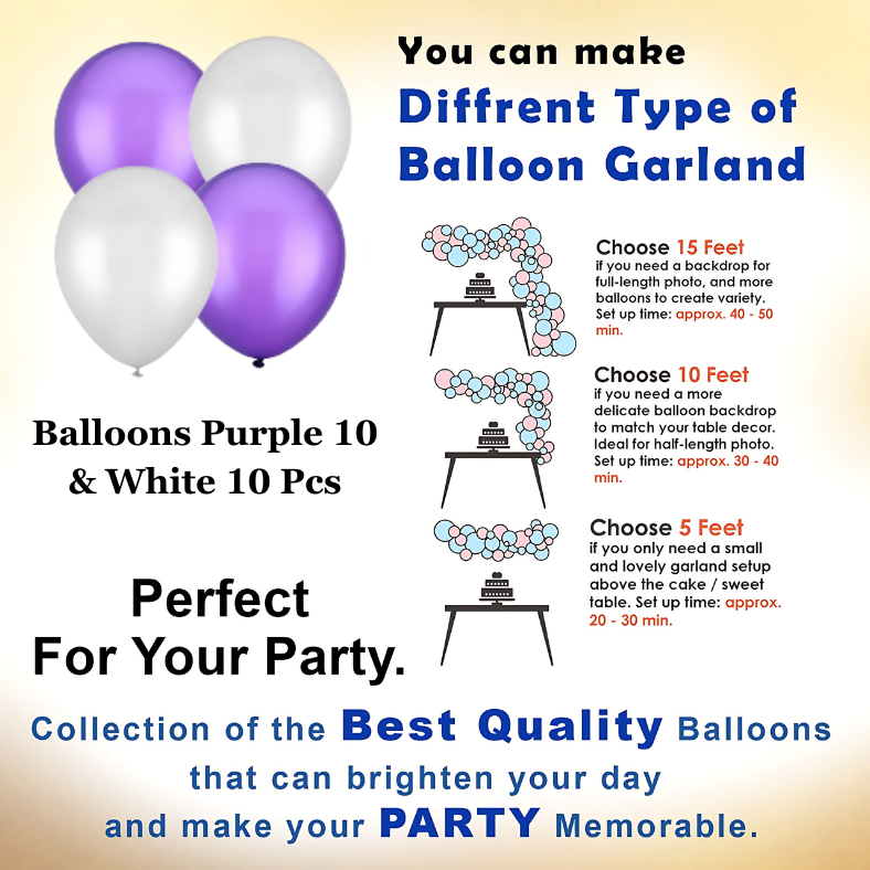 Purple Birthday Delight: Banners, Silver Curtains, Metallic Balloons - Party Decoration Kit - (Pack of 22 Pcs)