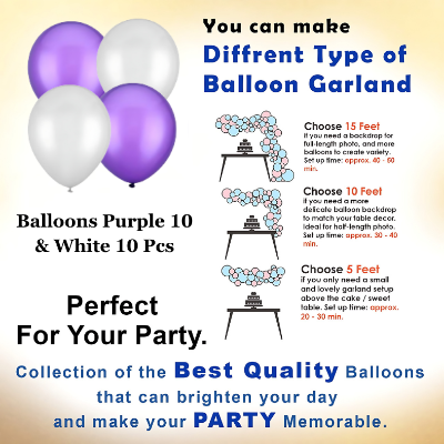 Purple Birthday Delight: Banners, Silver Curtains, Metallic Balloons - Party Decoration Kit - (Pack of 22 Pcs)