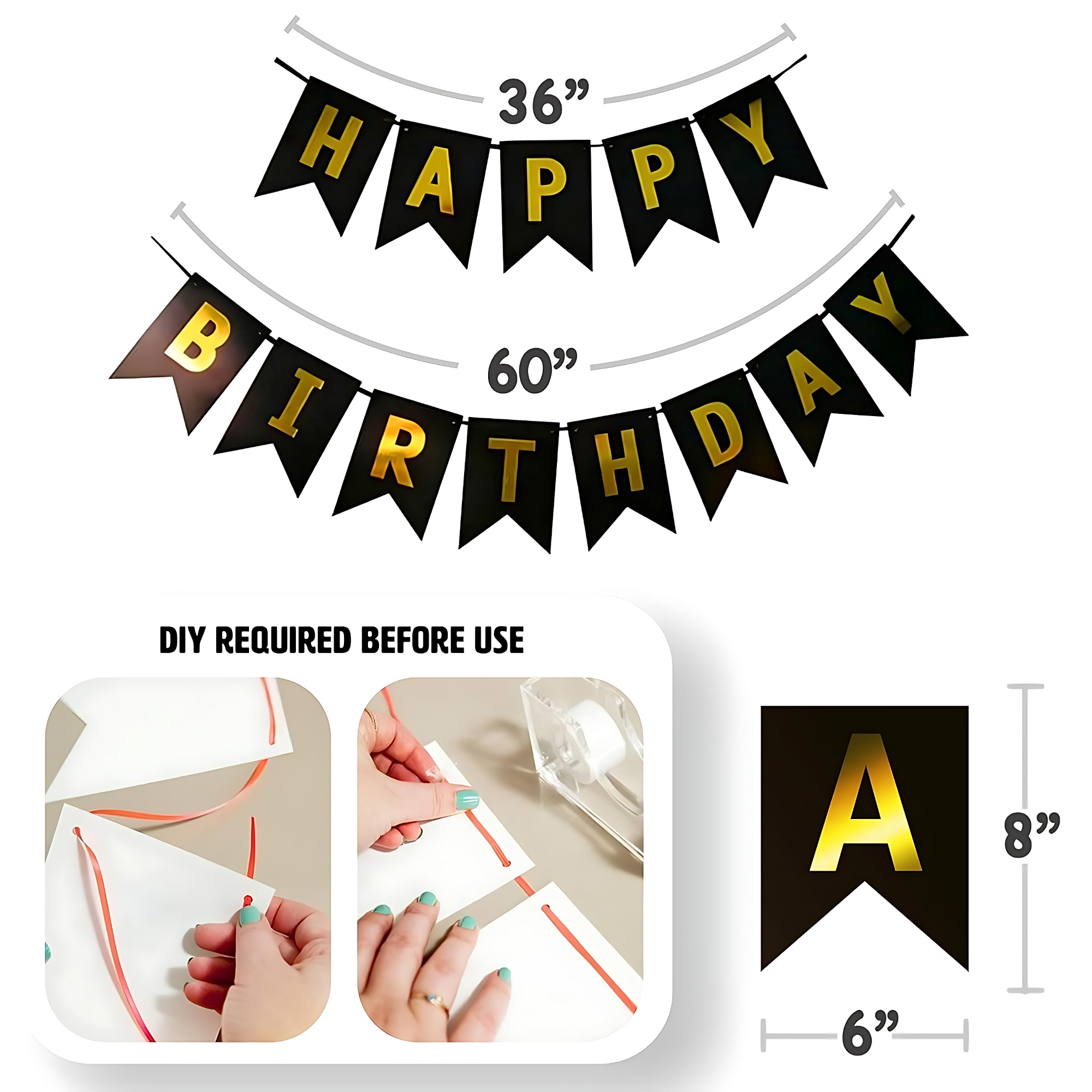 Deluxe Birthday Celebration Kit: Banners, Curtains, Metallic Balloons, Pumper, Arch with Glue Dot Tape - Ultimate Decor - (Pack of 66 Pcs)