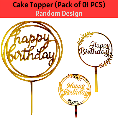 Add Charm to Your Cake with Happy Birthday Cake Topper - (Pack of 1 Pcs)