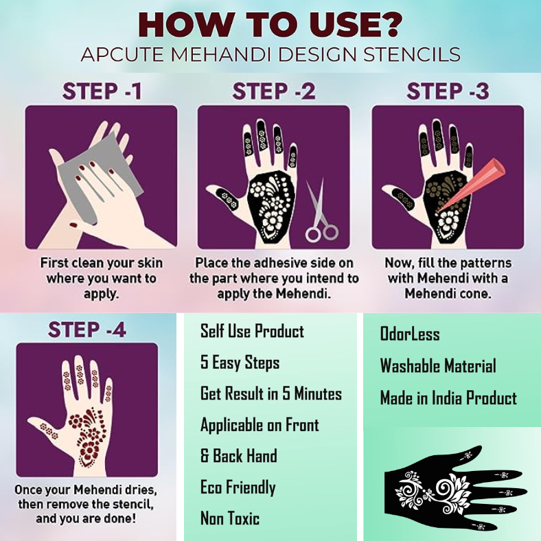 Mehendi Stunning Sticker Variety for Girls, Women & Kids - (Pack of 01 Pcs)