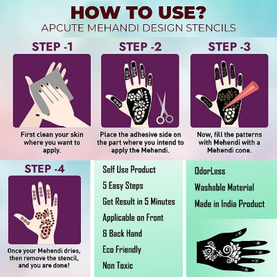 Mehendi Stunning Sticker Variety for Girls, Women & Kids - (Pack of 01 Pcs)