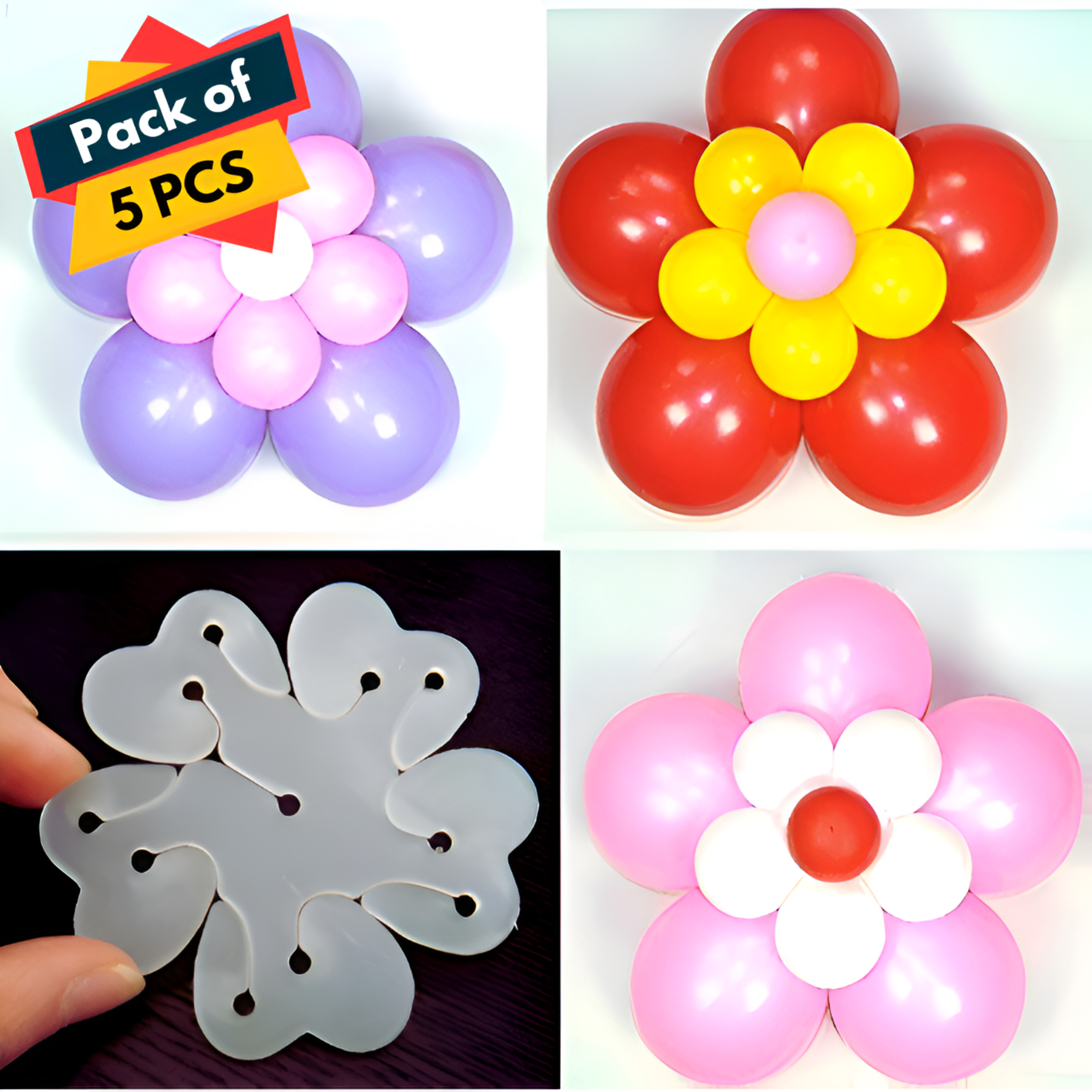 Flower Balloon Clip Holders to Elevate the Ambiance of Your Celebrations Like  Party, Event, Birthday & Wedding- (Pack of 05 Pcs)